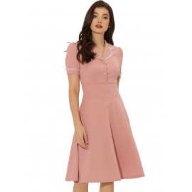 Vintage Midi Dress for Women’s Work Doll Collar Dresses