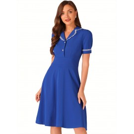 Vintage Midi Dress for Women’s Work Doll Collar Dresses