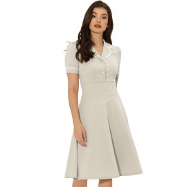 Vintage Midi Dress for Women’s Work Doll Collar Dresses