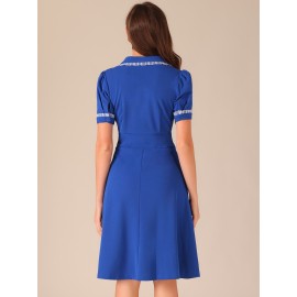 Vintage Midi Dress for Women’s Work Doll Collar Dresses