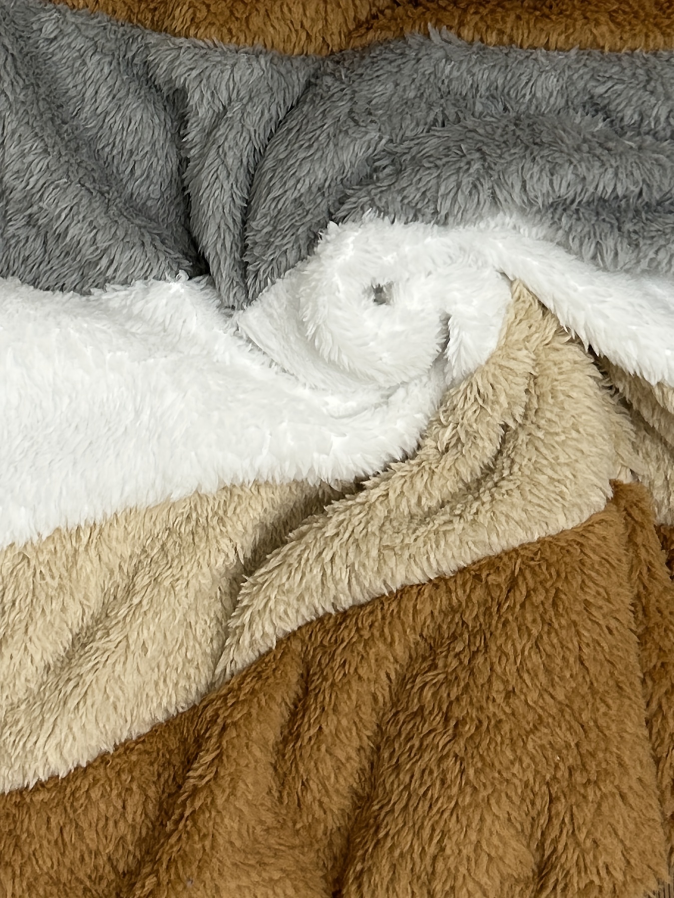 color block fuzzy hooded coat casual long sleeve winter warm outerwear womens clothing details 12